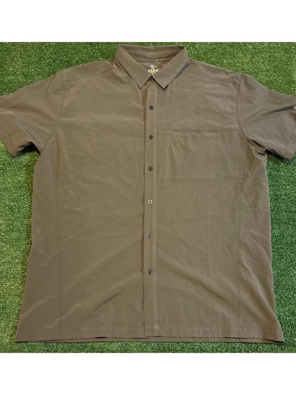 Kuhl shirt mens XL green tufflex quick dry 4 way stretch upf lighweight softshel